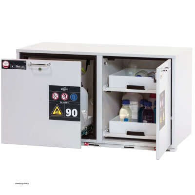 asecos K-UB-90 combination safety storage cabinet, 110 cm, drawer and hinged door