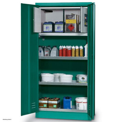 asecos environmental cabinet E-PSM-UF, 95 cm, safety box, tray shelves STAWA-R