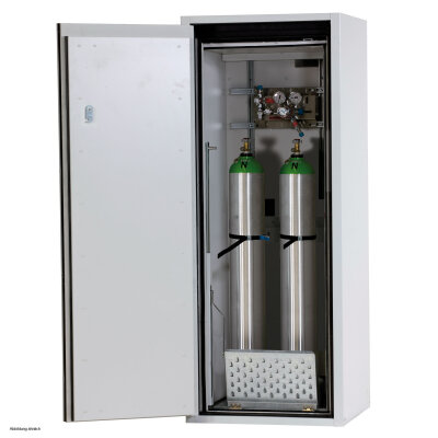 asecos G-ULTIMATE-90 pressurised gas cylinder cabinet, 60 cm, height 145 cm, 1x50 l, door hinge left