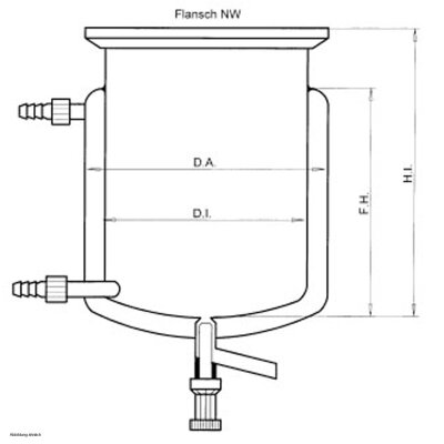 KGW Temperature controlled reaction vessels with heating jacket connection DN15 glass flange and "J" valve