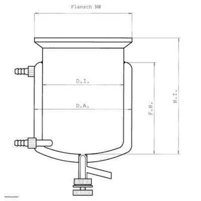 KGW Temperature-controlled reaction vessels with heating jacket connection GL18-Olive and "L" valve